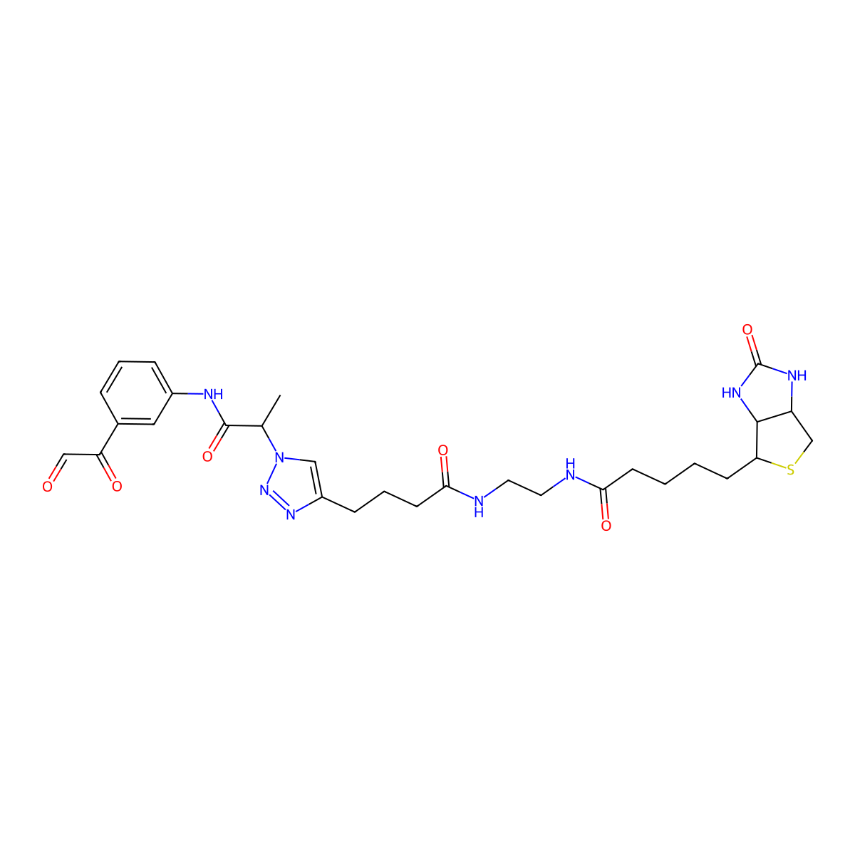 (3aR,4R,6aS)-rel-hexahydro-N-[2-[[4-[1-[1-methyl-2-oxo-2-[[3-(2-oxoacetyl)phenyl]amino]ethyl]-1H-1,2,3-triazol-4-yl]-1-oxobutyl]amino]ethyl]-2-oxo-1H-thieno[3,4-d]imidazole-4-pentanamide molecular structure, CAS 2468149-70-2