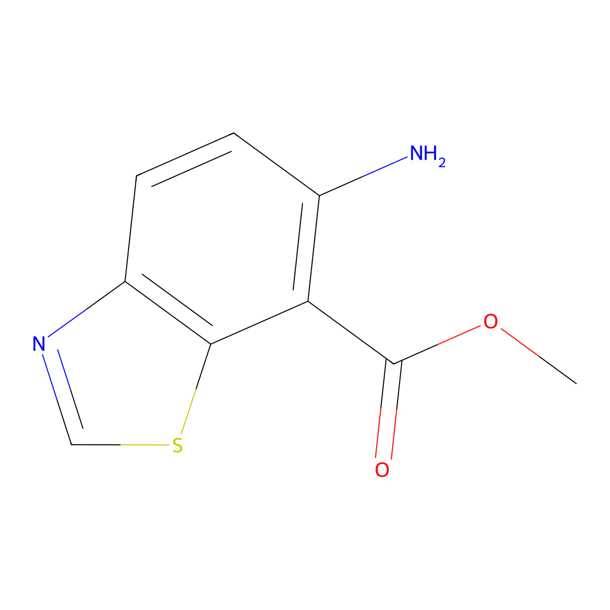 Methyl 6-amino-1,3-benzothiazole-7-carboxylate molecular structure, CAS 2468152-29-4