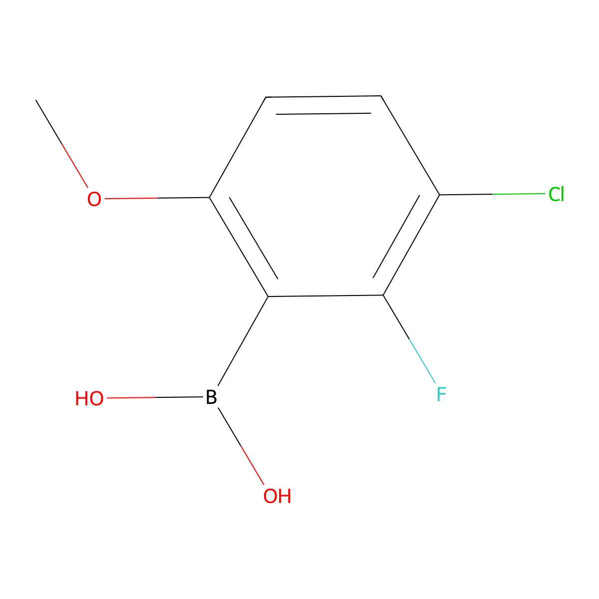 (3-Chloro-2-fluoro-6-methoxyphenyl)boronic acid molecular structure, CAS 2468229-20-9