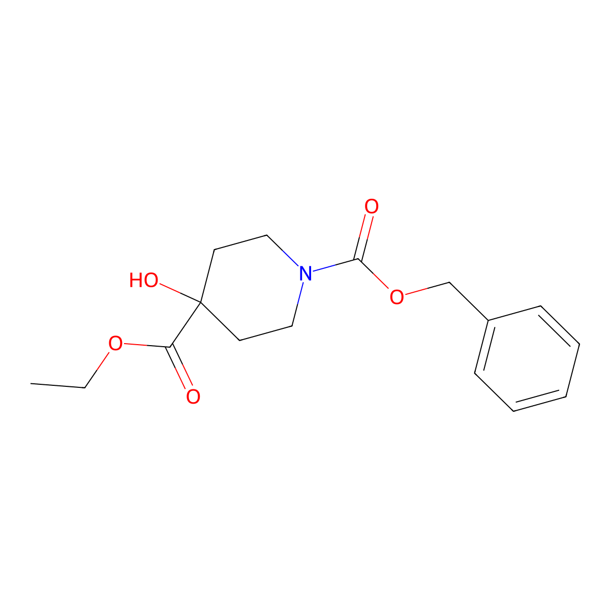 1-Benzyl 4-ethyl 4-hydroxypiperidine-1,4-dicarboxylate molecular structure, CAS 2468231-98-1