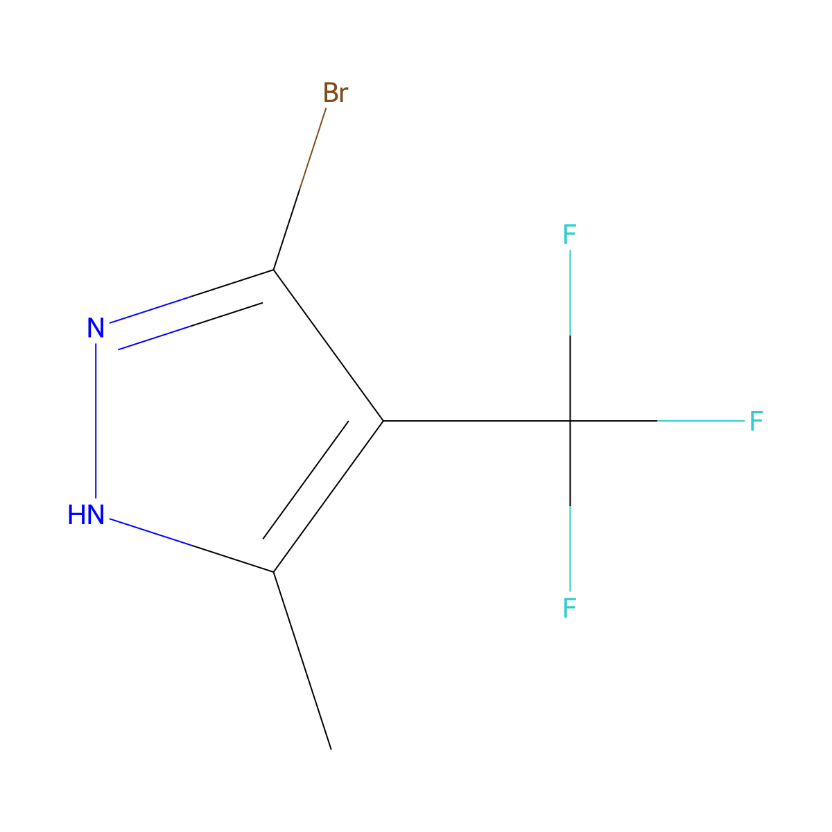 5-bromo-3-methyl-4-(trifluoromethyl)-1H-pyrazole molecular structure, CAS 2468346-49-6