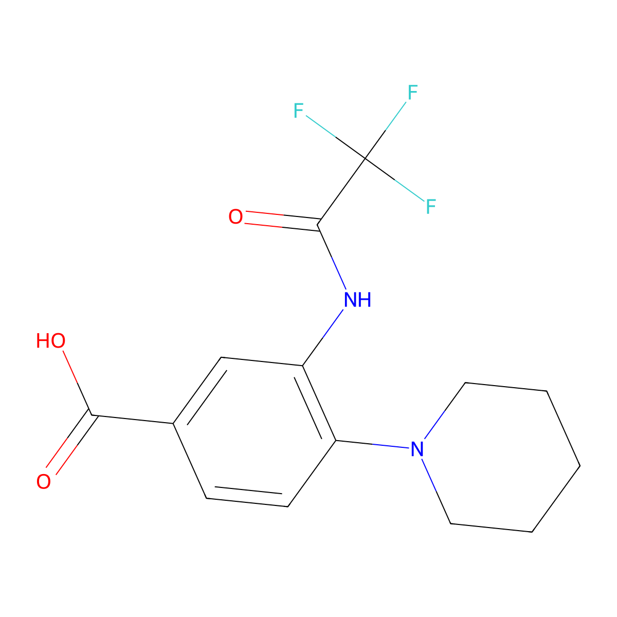 4-(Piperidin-1-yl)-3-(trifluoroacetamido)benzoic acid molecular structure, CAS 2468437-09-2