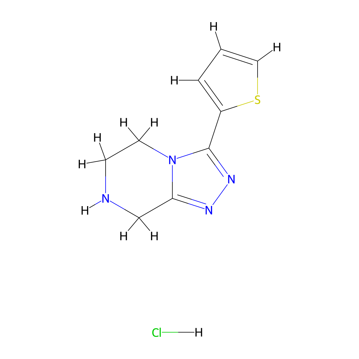 3-(Thiophen-2-yl)-5,6,7,8-tetrahydro-[1,2,4]triazolo[4,3-a]pyrazine hydrochloride molecular structure, CAS 2468445-60-3