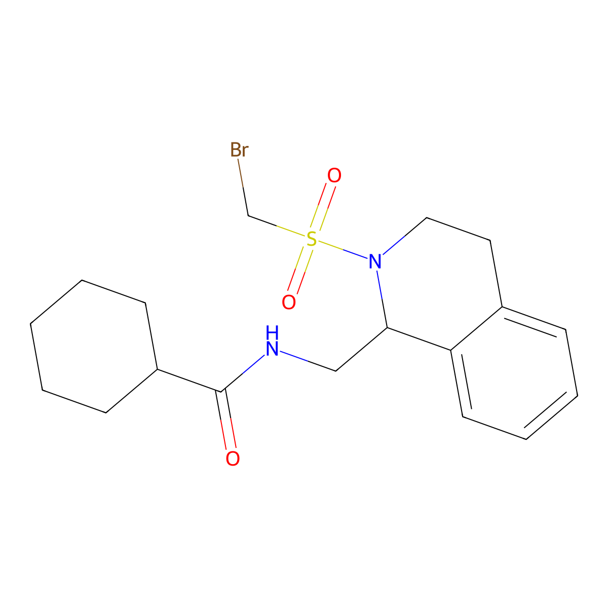 N-[[2-(bromomethylsulfonyl)-3,4-dihydro-1H-isoquinolin-1-yl]methyl]cyclohexanecarboxamide molecular structure, CAS 246855-55-0