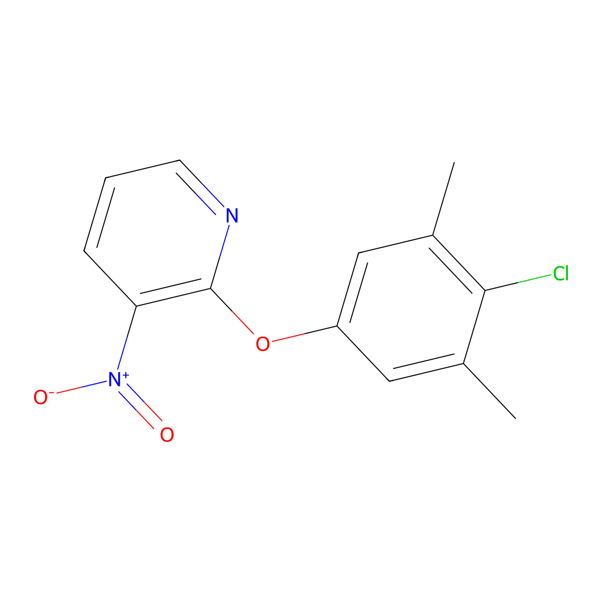 2-(4-Chloro-3,5-dimethylphenoxy)-3-nitropyridine molecular structure, CAS 246862-63-5