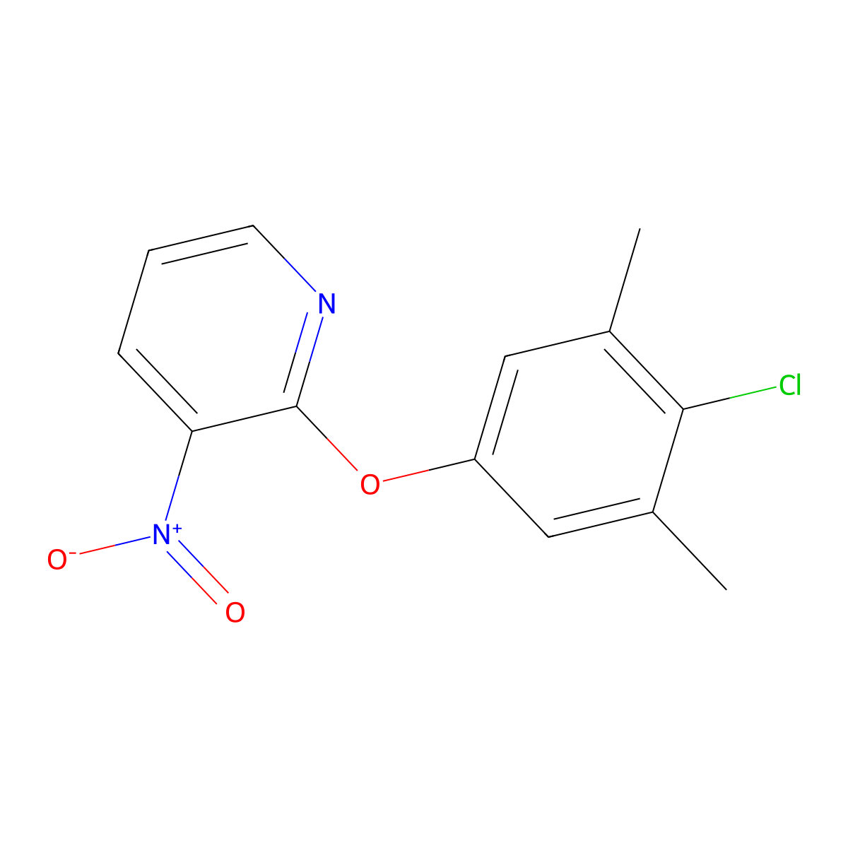 2-(4-Chloro-3,5-dimethylphenoxy)-3-nitropyridine molecular structure, CAS 246862-63-5