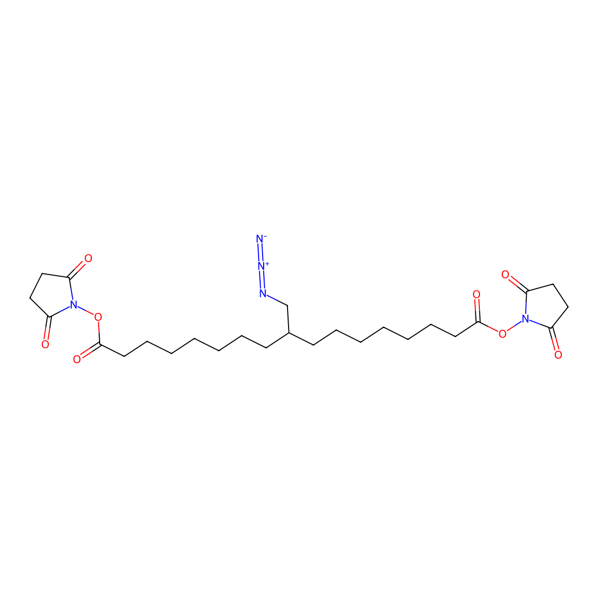 Bis(2,5-dioxopyrrolidin-1-yl) 9-(azidomethyl)heptadecanedioate molecular structure, CAS 2468620-79-1