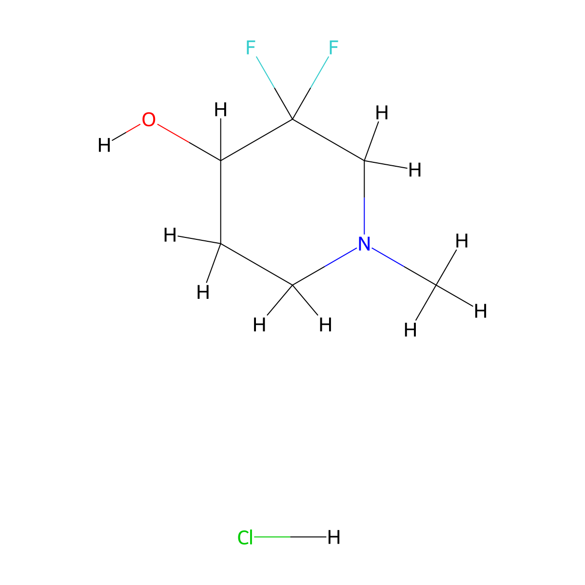 3,3-Difluoro-1-methylpiperidin-4-ol hydrochloride molecular structure, CAS 2468620-80-4
