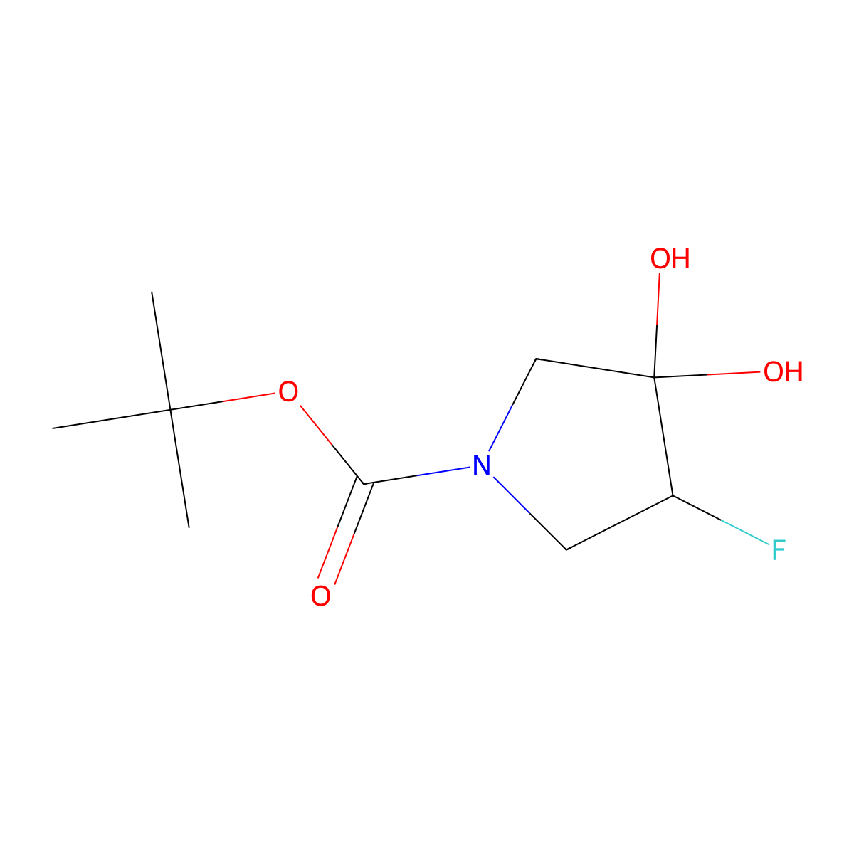 Tert-butyl 4-fluoro-3,3-dihydroxypyrrolidine-1-carboxylate molecular structure, CAS 2468620-84-8