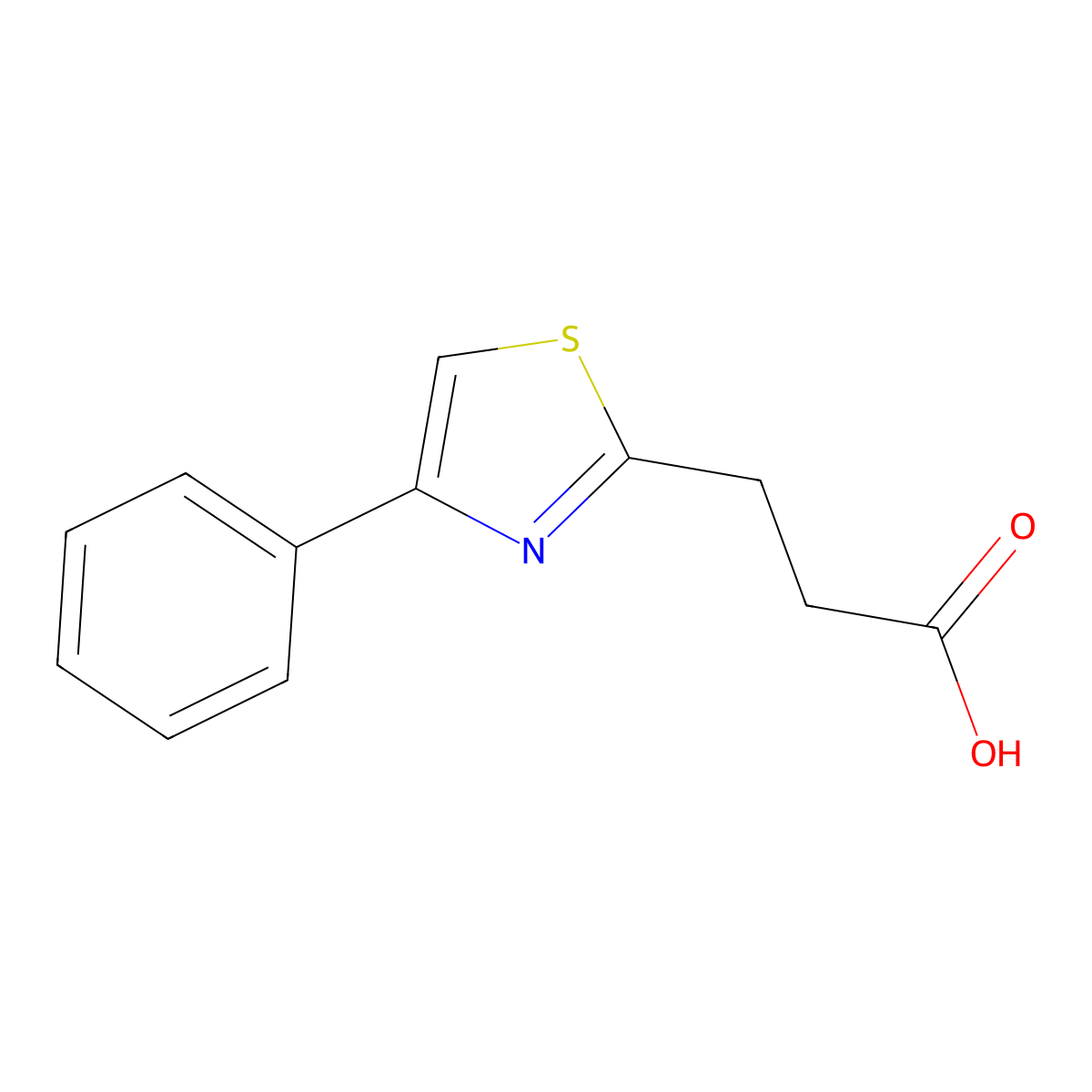 3-(4-Phenyl-1,3-thiazol-2-yl)propanoic acid molecular structure, CAS 246867-09-4
