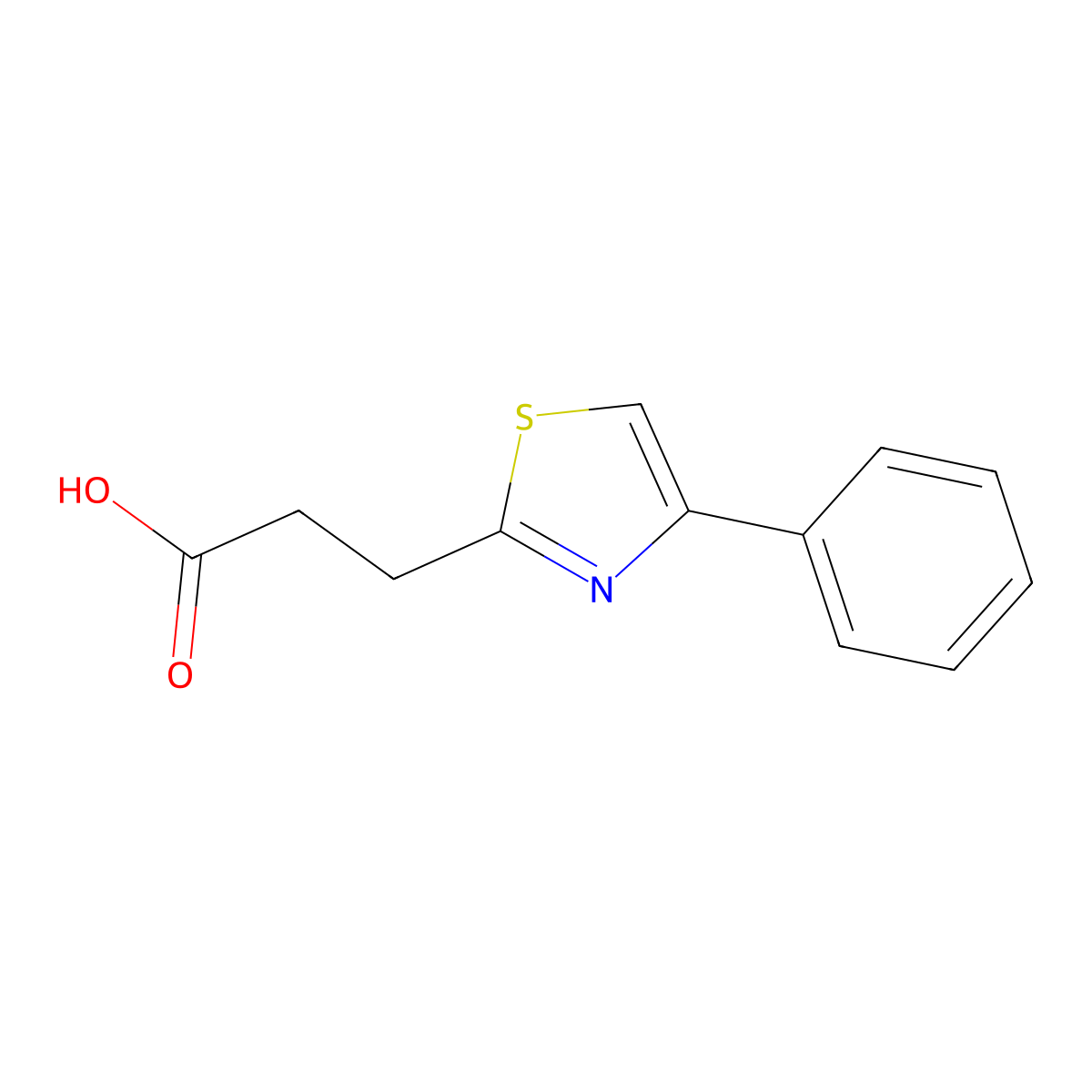 3-(4-Phenyl-1,3-thiazol-2-yl)propanoic acid molecular structure, CAS 246867-09-4