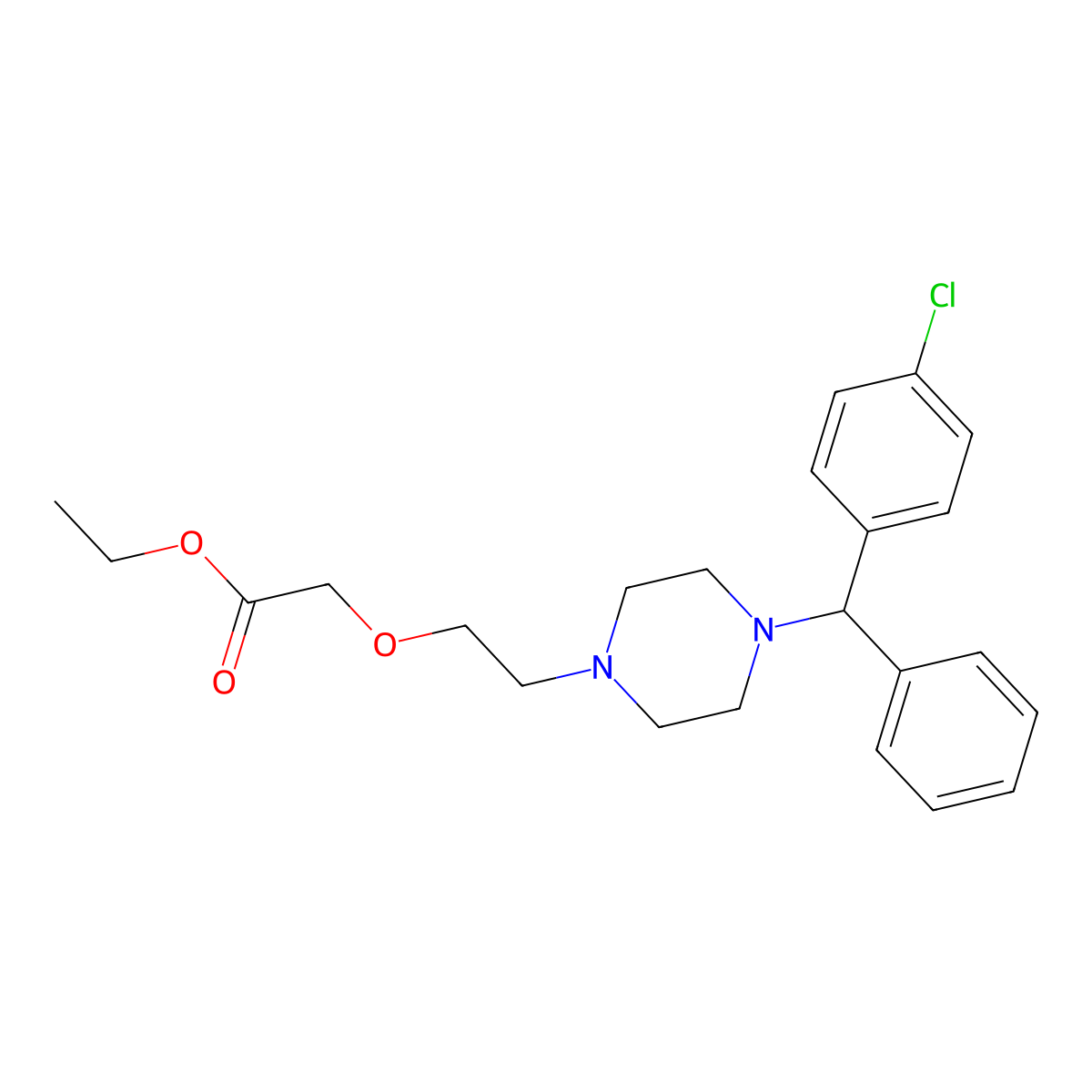 Cetirizine ethyl ester molecular structure, CAS 246870-46-2