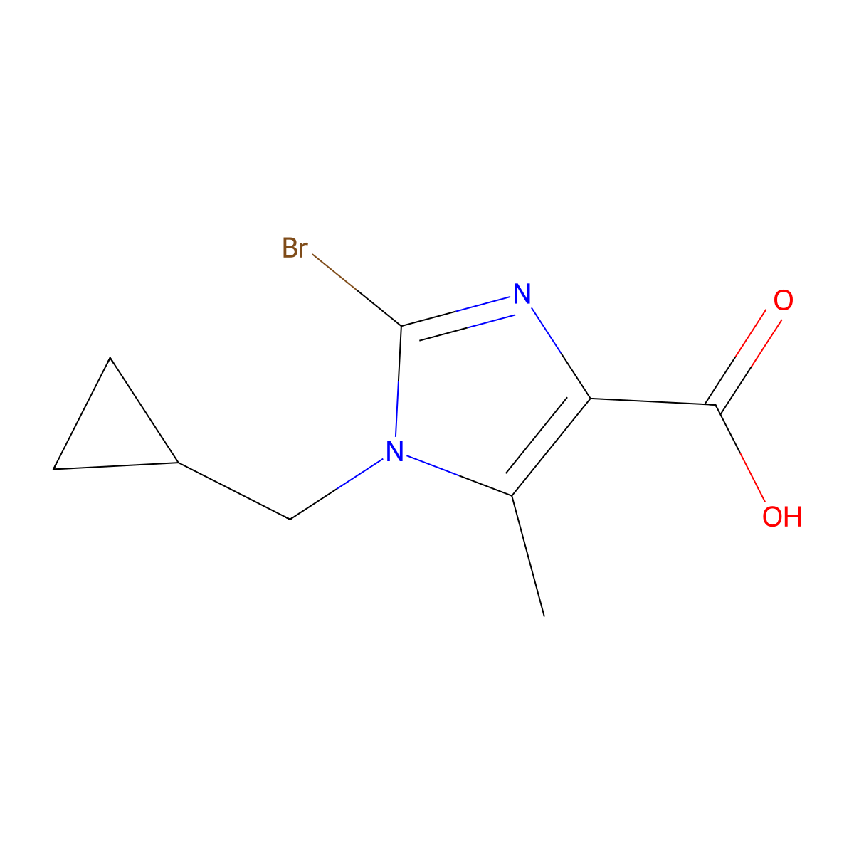 2-Bromo-1-(cyclopropylmethyl)-5-methyl-1H-imidazole-4-carboxylic acid molecular structure, CAS 2468730-64-3