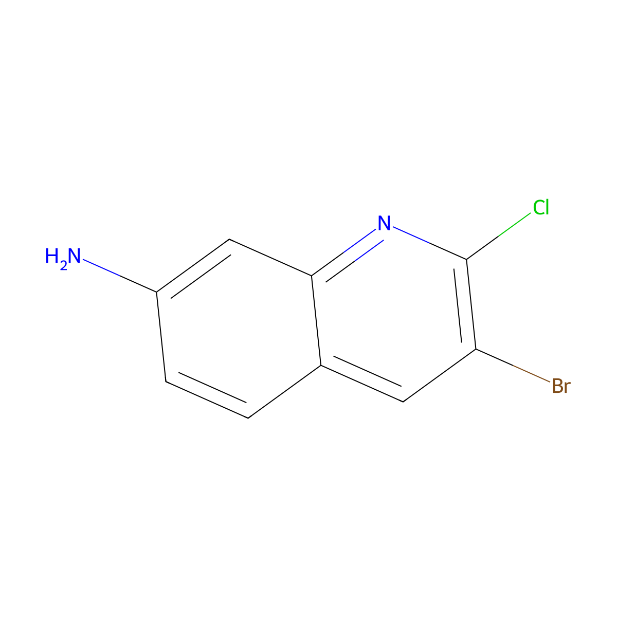 3-Bromo-2-chloro-7-quinolinamine molecular structure, CAS 2468730-79-0