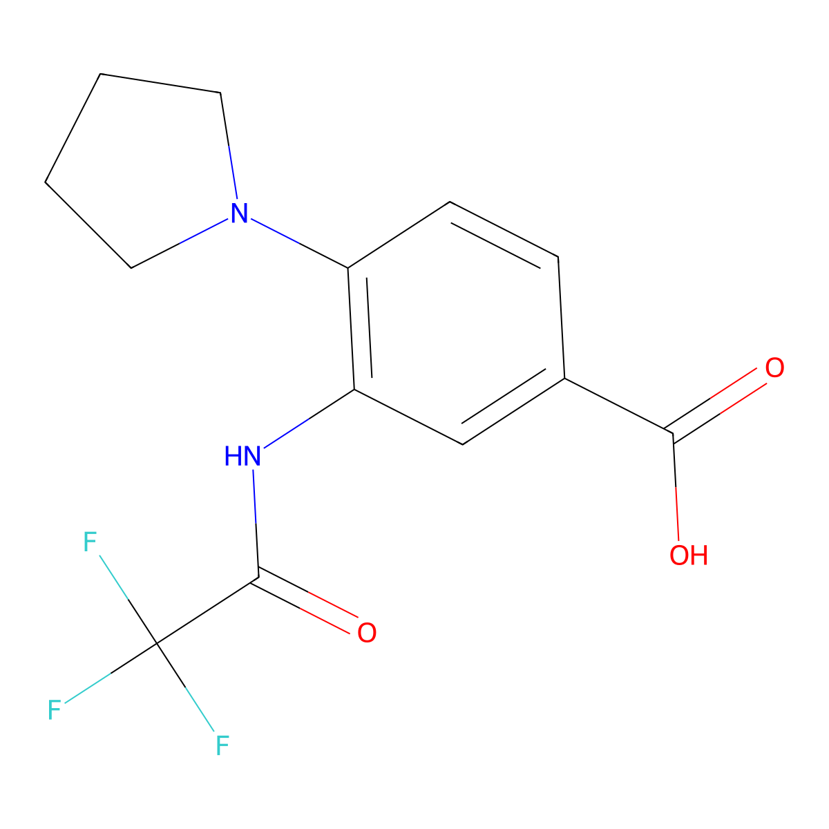 4-(Pyrrolidin-1-yl)-3-(trifluoroacetamido)benzoic acid molecular structure, CAS 2468815-32-7