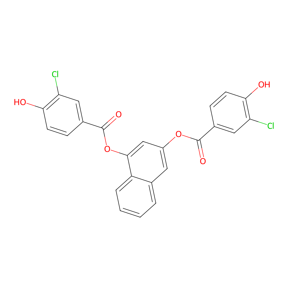 Naphthalene-1,3-diyl bis(3-chloro-4-hydroxybenzoate) molecular structure, CAS 2468847-23-4