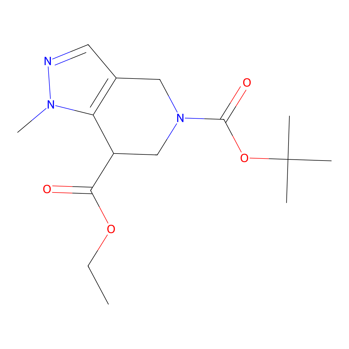 5-tert-butyl 7-ethyl 1-methyl-6,7-dihydro-1H-pyrazolo[4,3-c]pyridine-5,7(4H)-dicarboxylate molecular structure, CAS 2468911-54-6