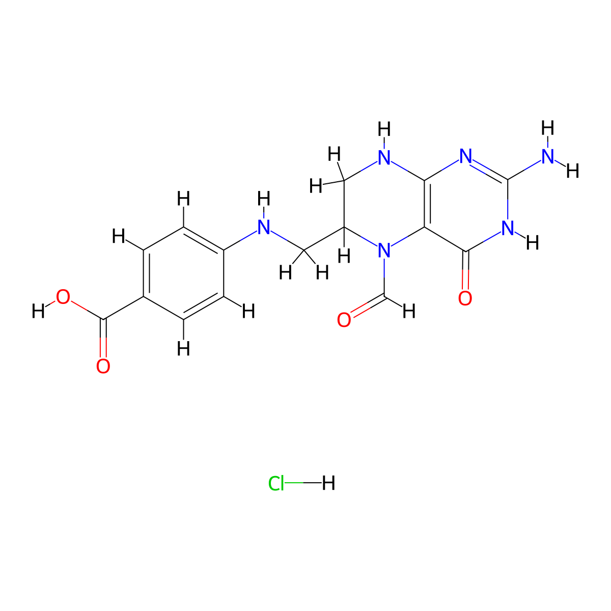 5-Formyl-5,6,7,8-tetrahydropteroic Acid (hydrochloride) molecular structure, CAS 2469007-14-3