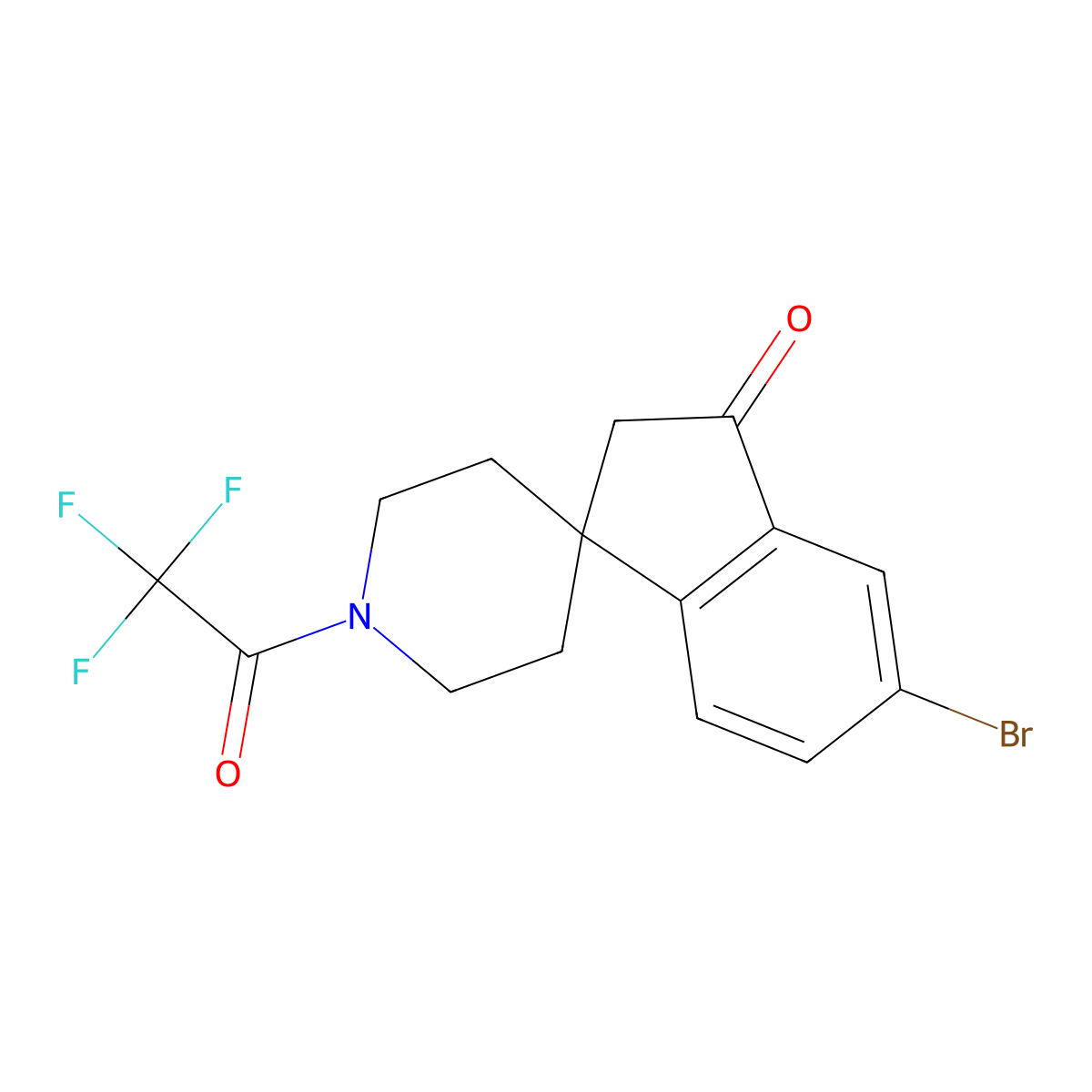 5-Bromo-1-(2,2,2-trifluoroacetyl)spiro[indene-1,4-piperidin]-3(2H)-one molecular structure, CAS 2469008-55-5
