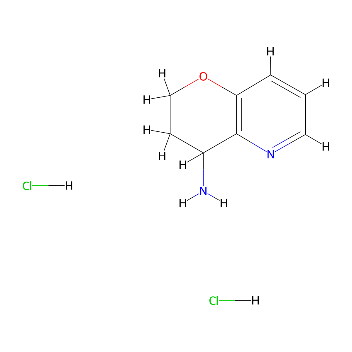 3,4-Dihydro-2H-pyrano[3,2-B]pyridin-4-amine dihydrochloride molecular structure, CAS 2469008-60-2