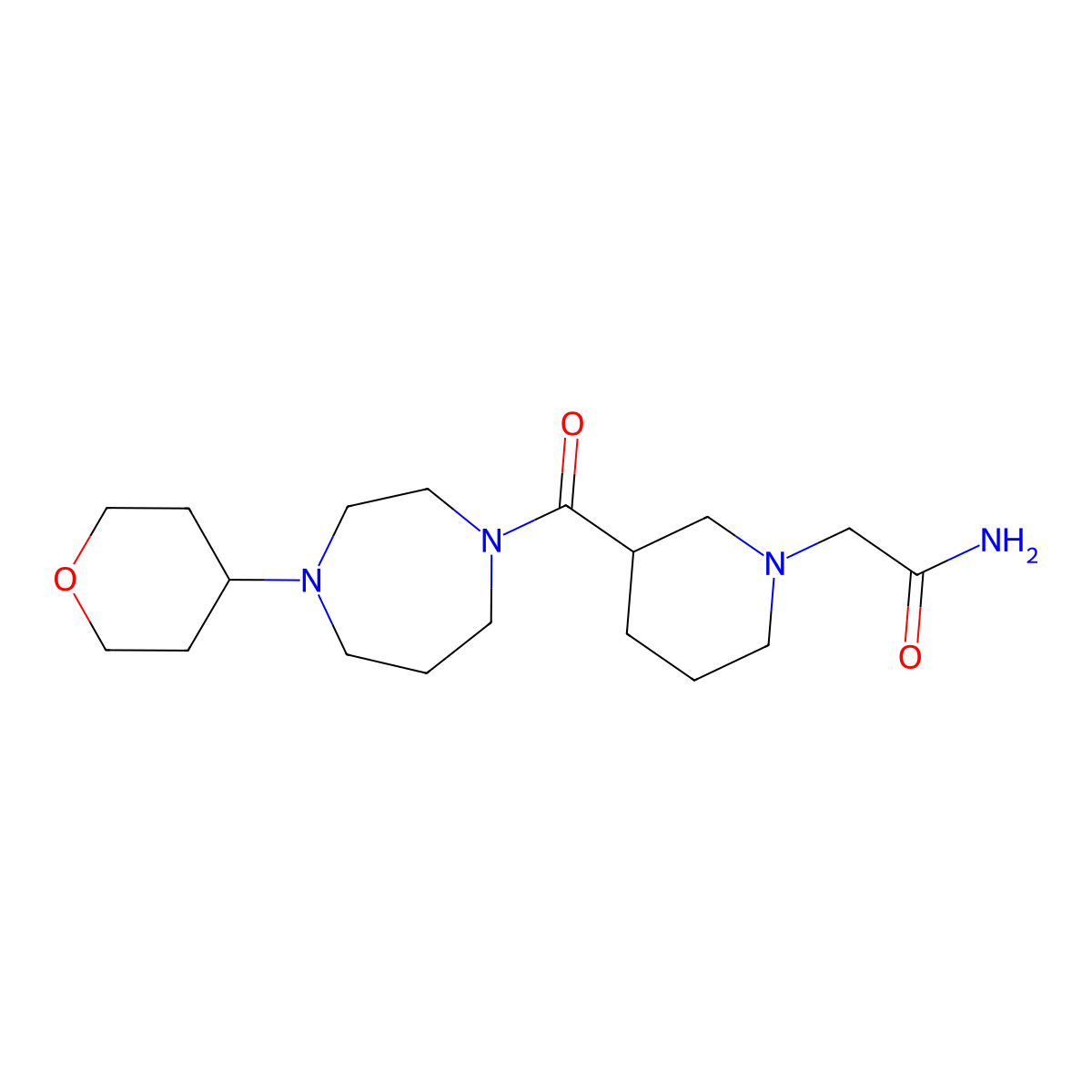 2-(3-{[4-(tetrahydro-2H-pyran-4-yl)-1,4-diazepan-1-yl]carbonyl}piperidin-1-yl)acetamide diformate molecular structure, CAS 2469036-39-1