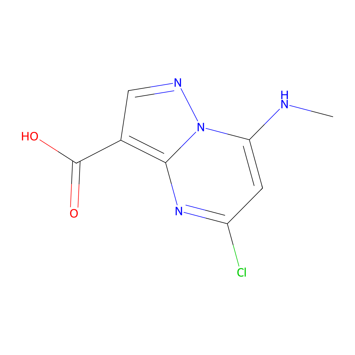 5-Chloro-7-(methylamino)pyrazolo[1,5-A]pyrimidine-3-carboxylic acid molecular structure, CAS 2469042-39-3