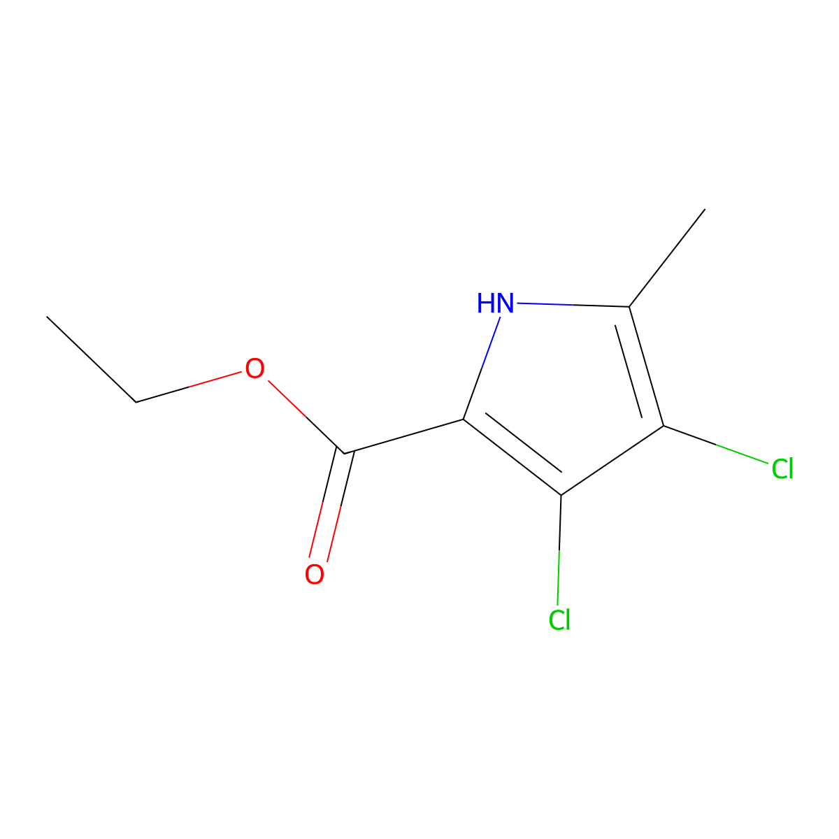 Ethyl 3,4-dichloro-5-methyl-1H-pyrrole-2-carboxylate molecular structure, CAS 24691-21-2