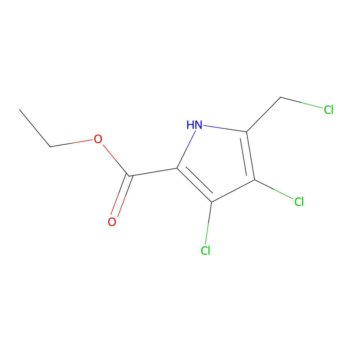 ethyl 3,4-dichloro-5-(chloromethyl)-1H-pyrrole-2-carboxylate molecular structure, CAS 24691-22-3