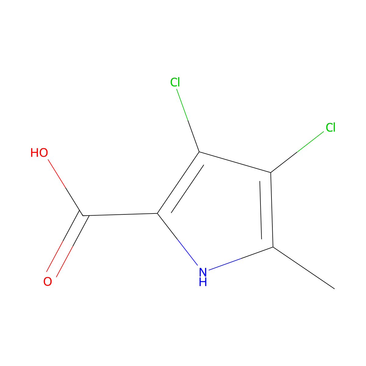3,4-Dichloro-5-methyl-1H-pyrrole-2-carboxylic acid molecular structure, CAS 24691-30-3