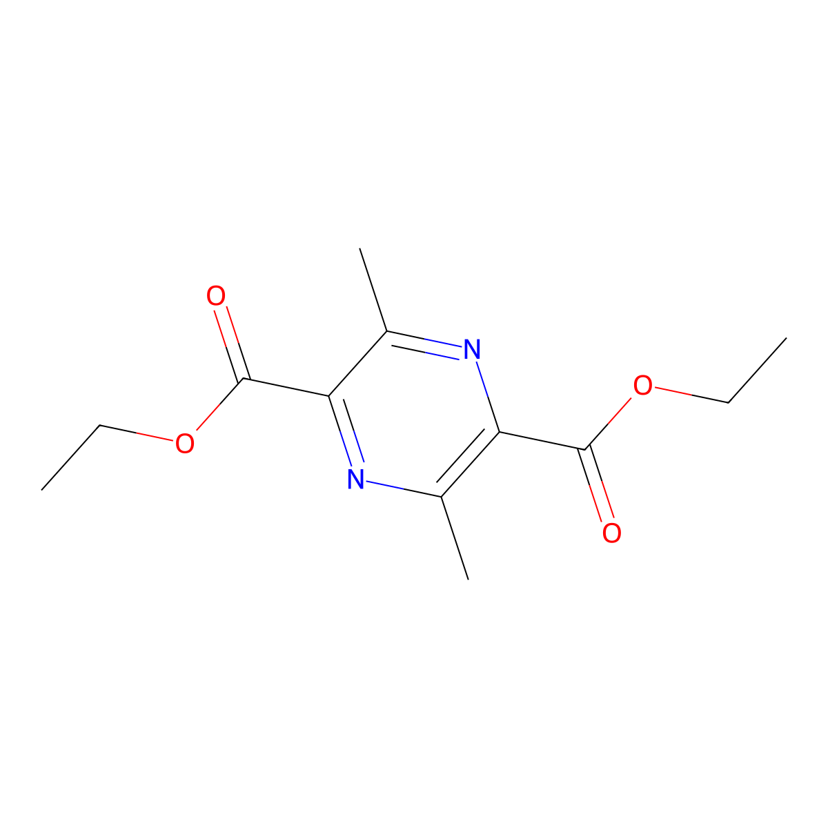 Diethyl 3,6-dimethylpyrazine-2,5-dicarboxylate molecular structure, CAS 24691-47-2