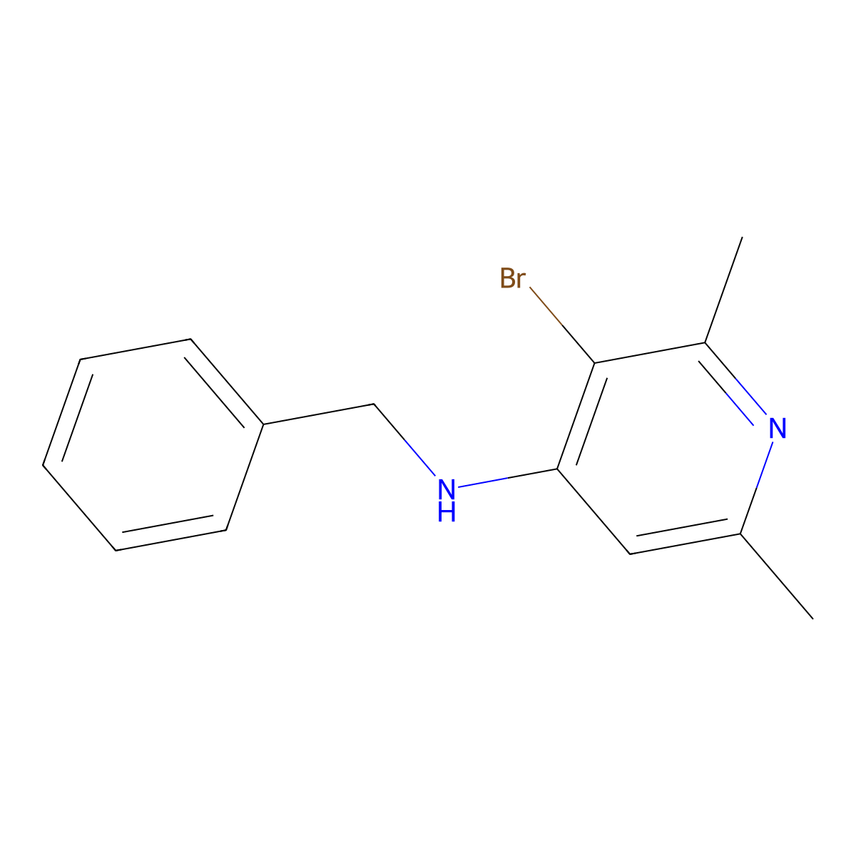 N-benzyl-3-bromo-2,6-dimethylpyridin-4-amine molecular structure, CAS 2469114-34-7