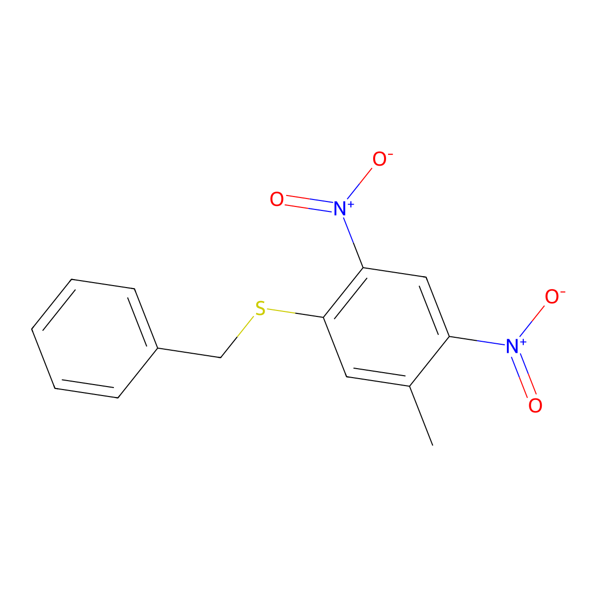 Benzyl(5-methyl-2,4-dinitrophenyl)sulfane molecular structure, CAS 2469114-58-5