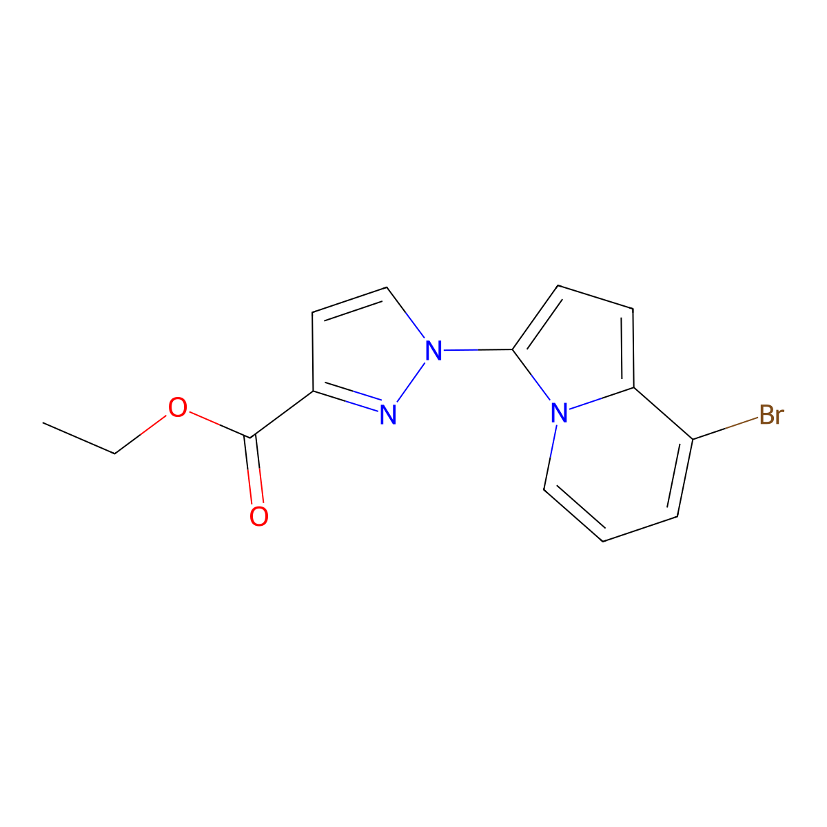 Ethyl 1-(8-bromoindolizin-3-YL)-1H-pyrazole-3-carboxylate molecular structure, CAS 2469114-80-3