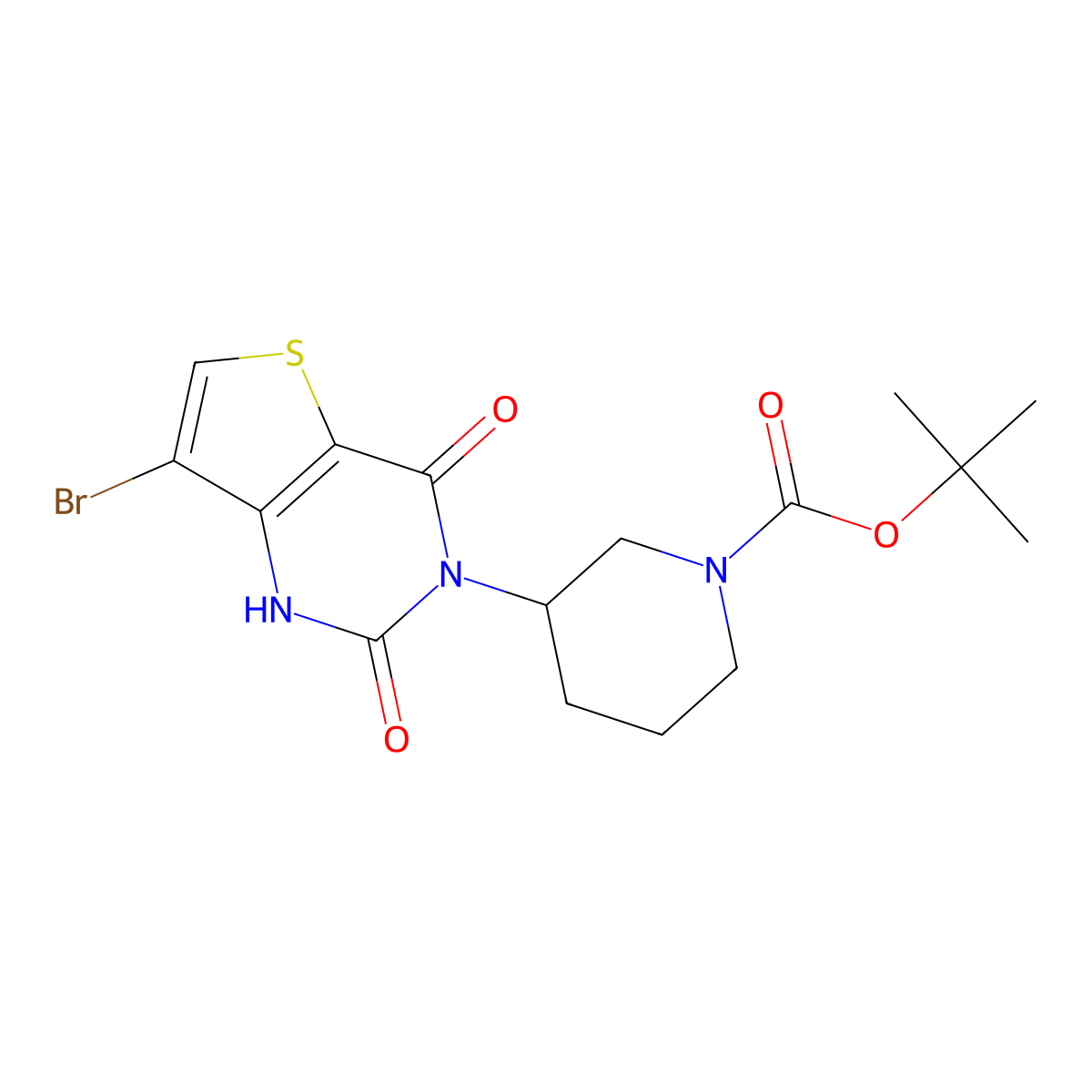 tert-butyl 3-{7-bromo-2,4-dioxo-1H,2H,3H,4H-thieno[3,2-d]pyrimidin-3-yl}piperidine-1-carboxylate molecular structure, CAS 2469271-52-9
