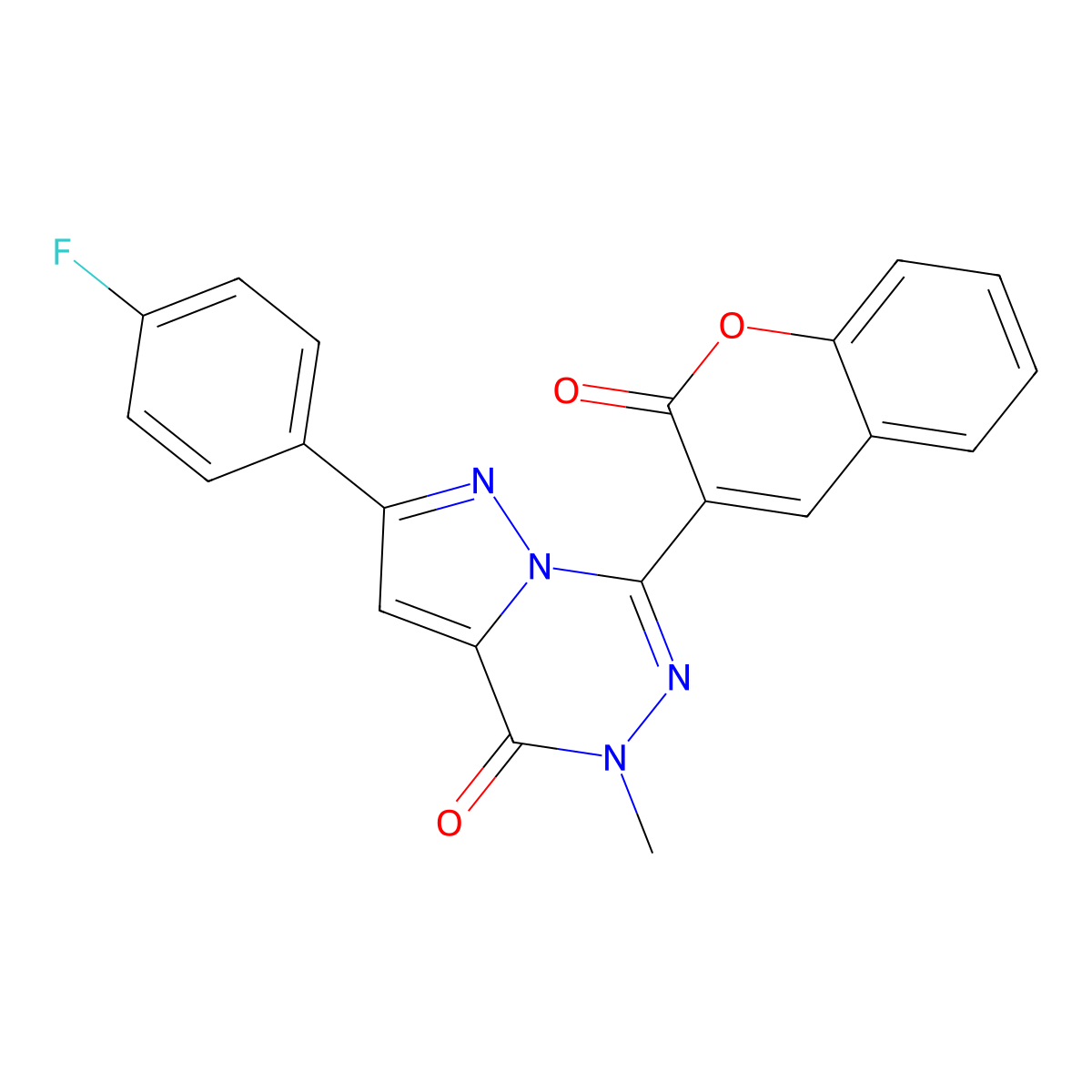 8-(4-fluorophenyl)-(methyl)-2-(2-oxo-2H-chromen-3-yl)pyrazolo[1,5-d][1,2,4]triazinone molecular structure, CAS 2469272-39-5