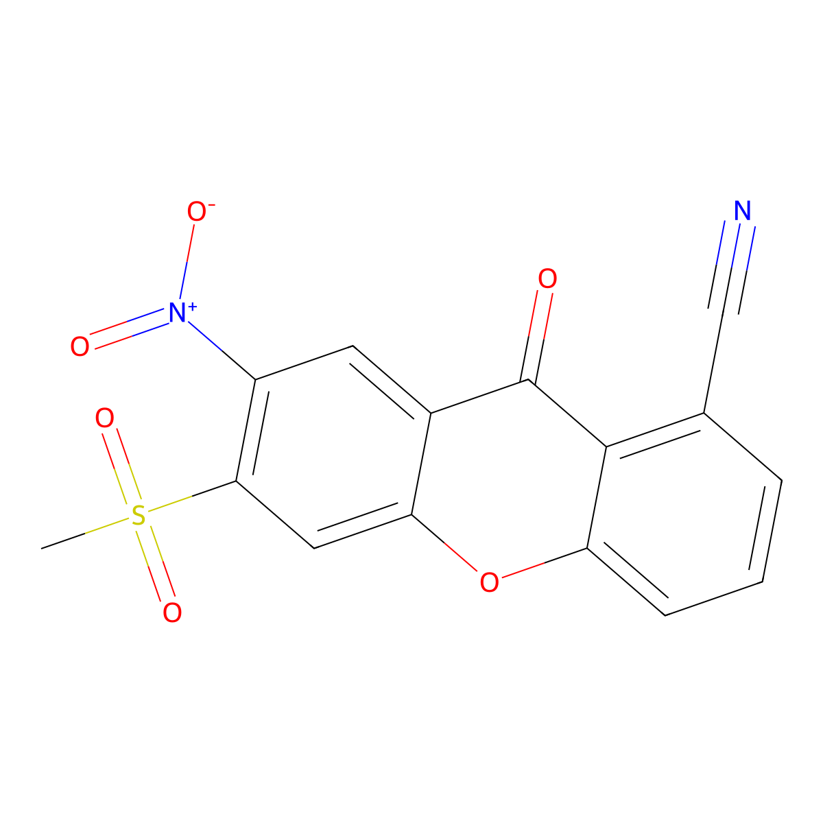6-(Methylsulfonyl)-7-nitro-9-oxo-9H-xanthene-1-carbonitrile molecular structure, CAS 2469274-10-8