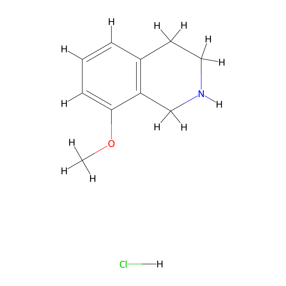 8-Methoxy-1,2,3,4-tetrahydroisoquinoline--hydrogen chloride (1/1) molecular structure, CAS 24693-40-1