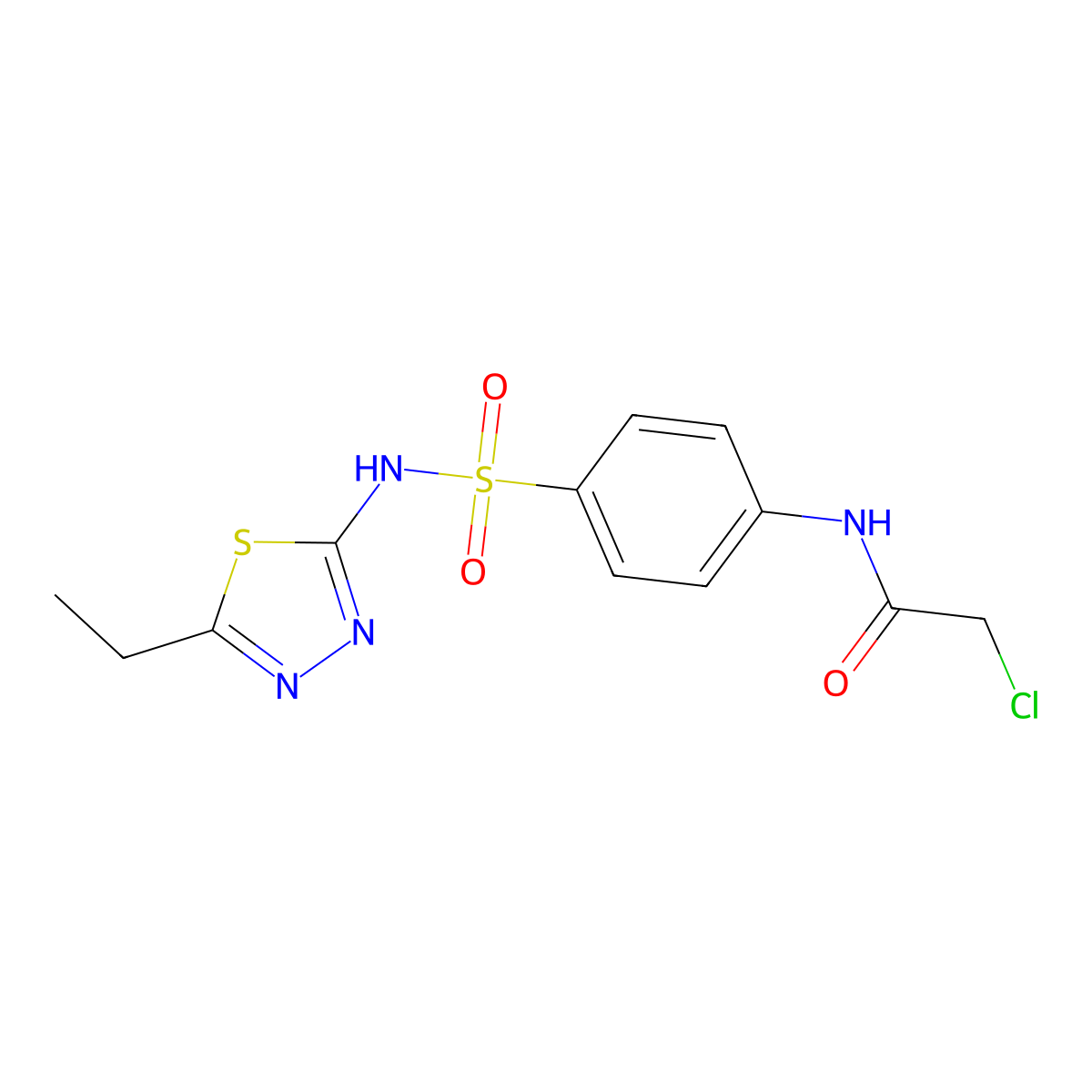 2-chloro-N-{4-[(5-ethyl-1,3,4-thiadiazol-2-yl)sulfamoyl]phenyl}acetamide molecular structure, CAS 24694-17-5