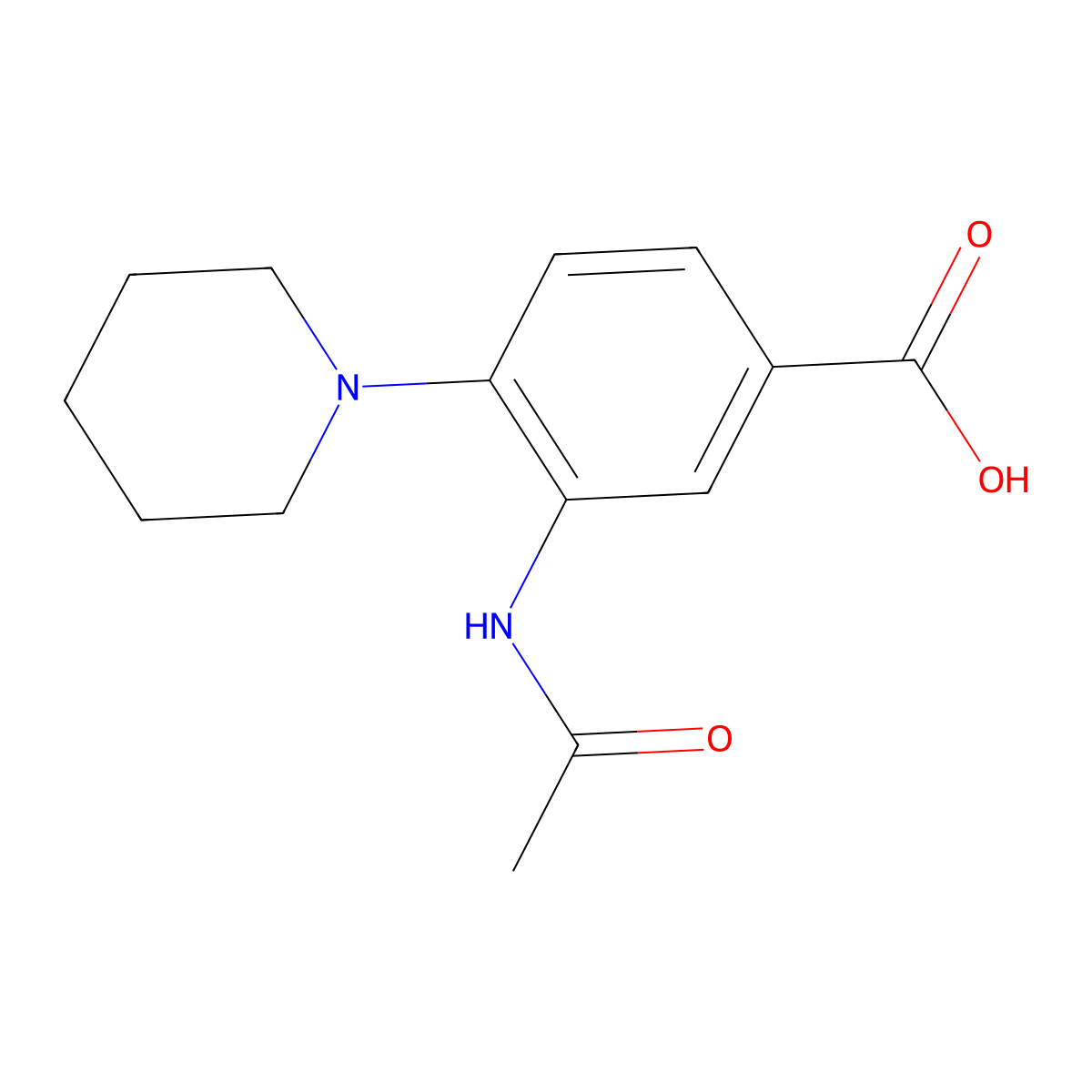 3-Acetamido-4-(piperidin-1-yl)benzoic acid molecular structure, CAS 2469406-25-3