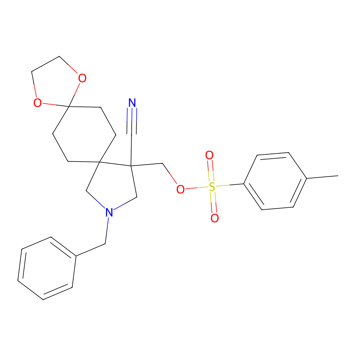 (2-Benzyl-4-cyano-9,12-dioxa-2-azadispiro[4.2.48.25]tetradecan-4-yl)methyl 4-methylbenzenesulfonate molecular structure, CAS 2469548-80-7