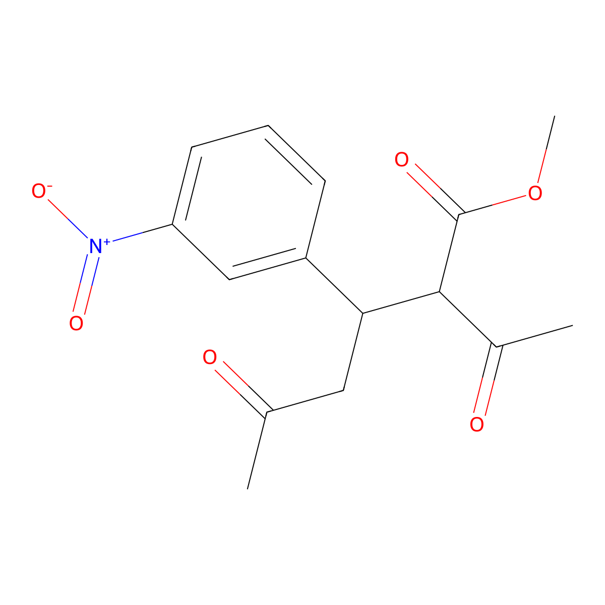 Methyl 2-Acetyl-3-(3-nitrophenyl)-5-oxo-hexanoate molecular structure, CAS 2469555-30-2
