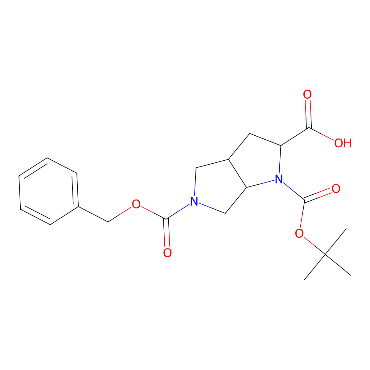 (2S,3aS,6aS)-1-[(2-methylpropan-2-yl)oxycarbonyl]-5-phenylmethoxycarbonyl-2,3,3a,4,6,6a-hexahydropyrrolo[2,3-c]pyrrole-2-carboxylic acid molecular structure, CAS 2469556-46-3