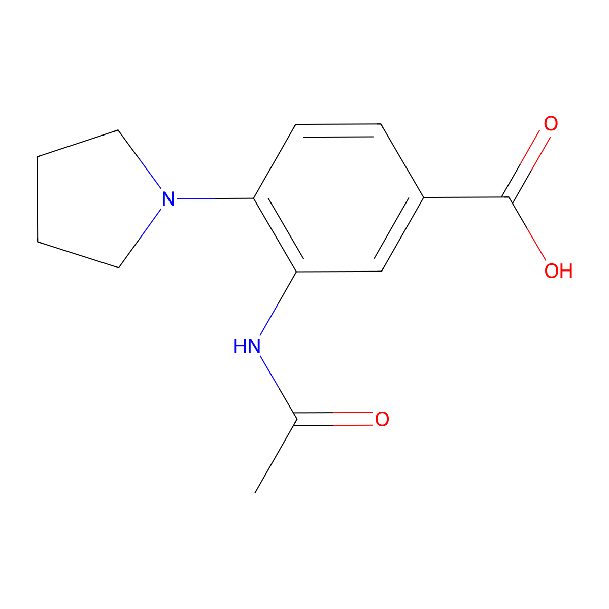 3-Acetamido-4-(pyrrolidin-1-yl)benzoic acid molecular structure, CAS 2469790-59-6