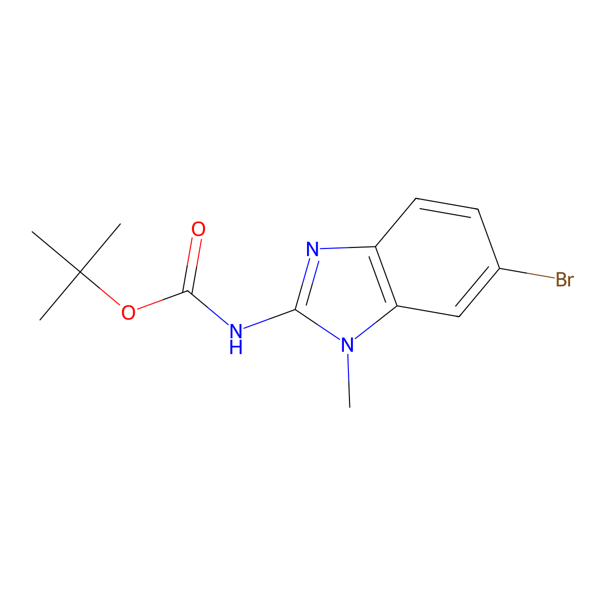 tert-butyl N-(6-bromo-1-methyl-1H-1,3-benzodiazol-2-yl)carbamate molecular structure, CAS 2469805-09-0