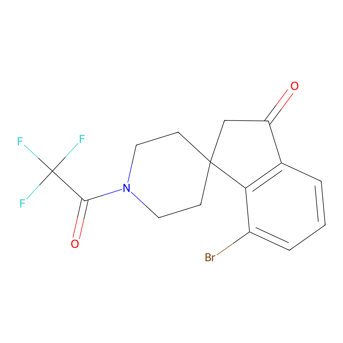 7-Bromo-1-(2,2,2-trifluoroacetyl)spiro[indene-1,4-piperidin]-3(2H)-one molecular structure, CAS 2469805-41-0