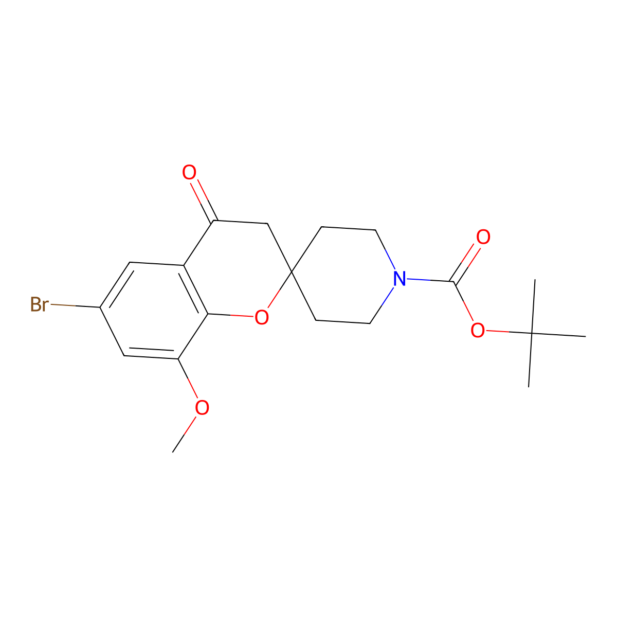 Tert-butyl 6-bromo-8-methoxy-4-oxospiro[chroman-2,4-piperidine]-1-carboxylate molecular structure, CAS 2469838-50-2