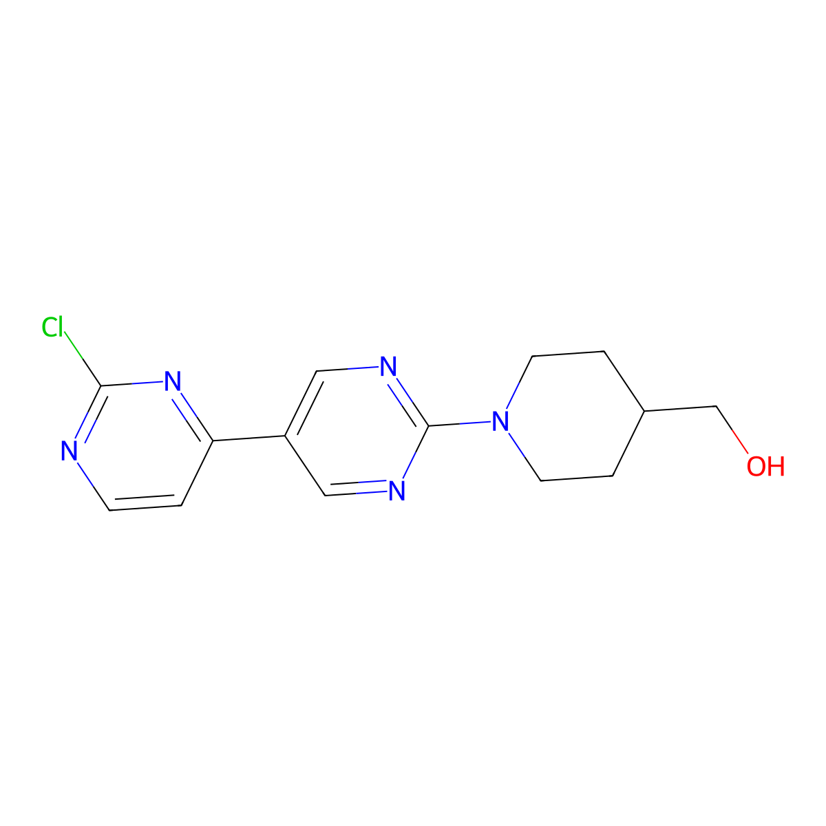 (1-(2-Chloro-[4,5-bipyrimidin]-2-YL)piperidin-4-YL)methanol molecular structure, CAS 2469838-68-2