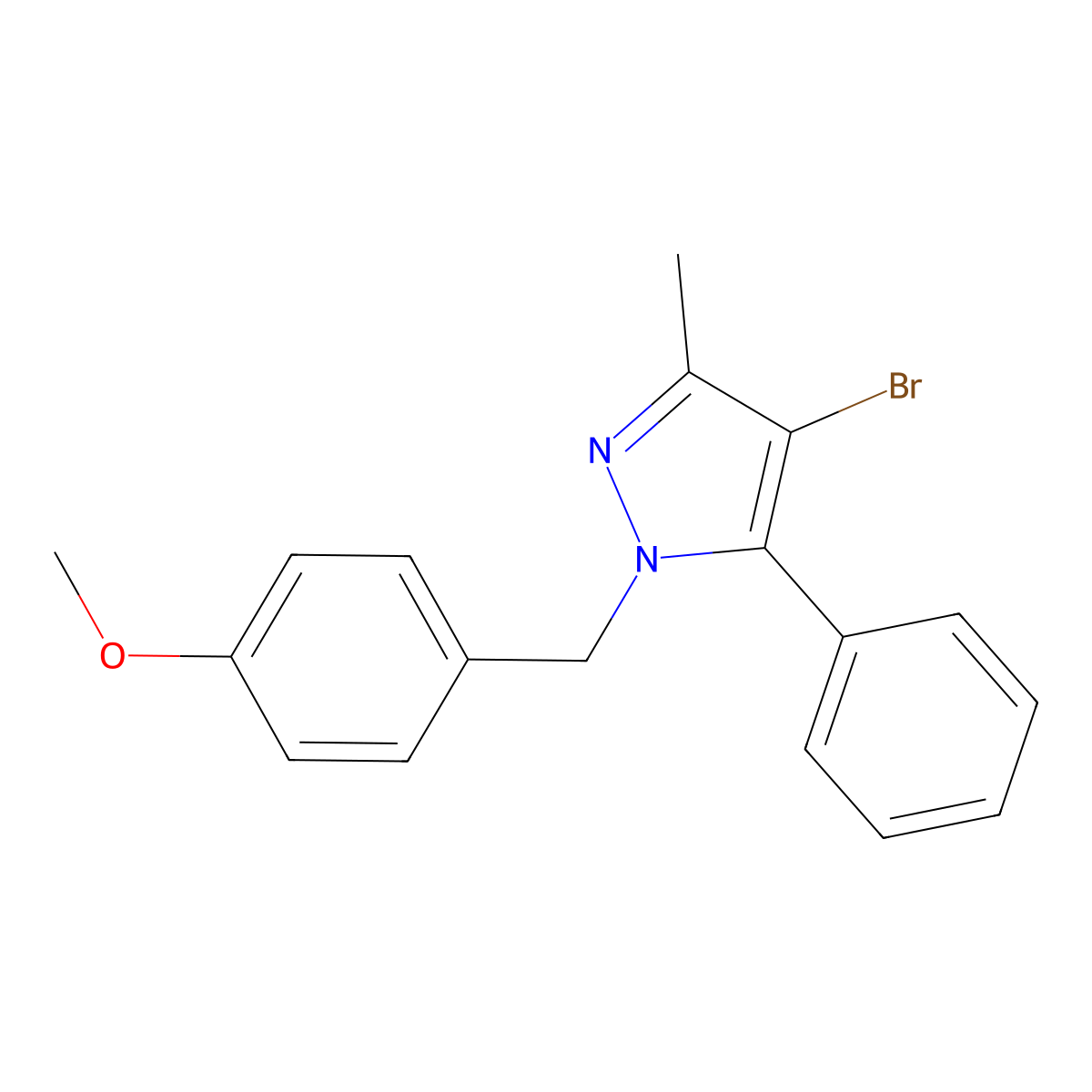 4-Bromo-1-(4-methoxybenzyl)-3-methyl-5-phenyl-1H-pyrazole molecular structure, CAS 2469838-79-5