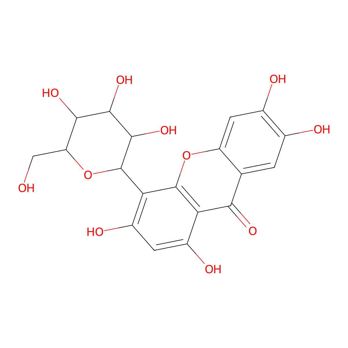 Isomangiferin molecular structure, CAS 24699-16-9