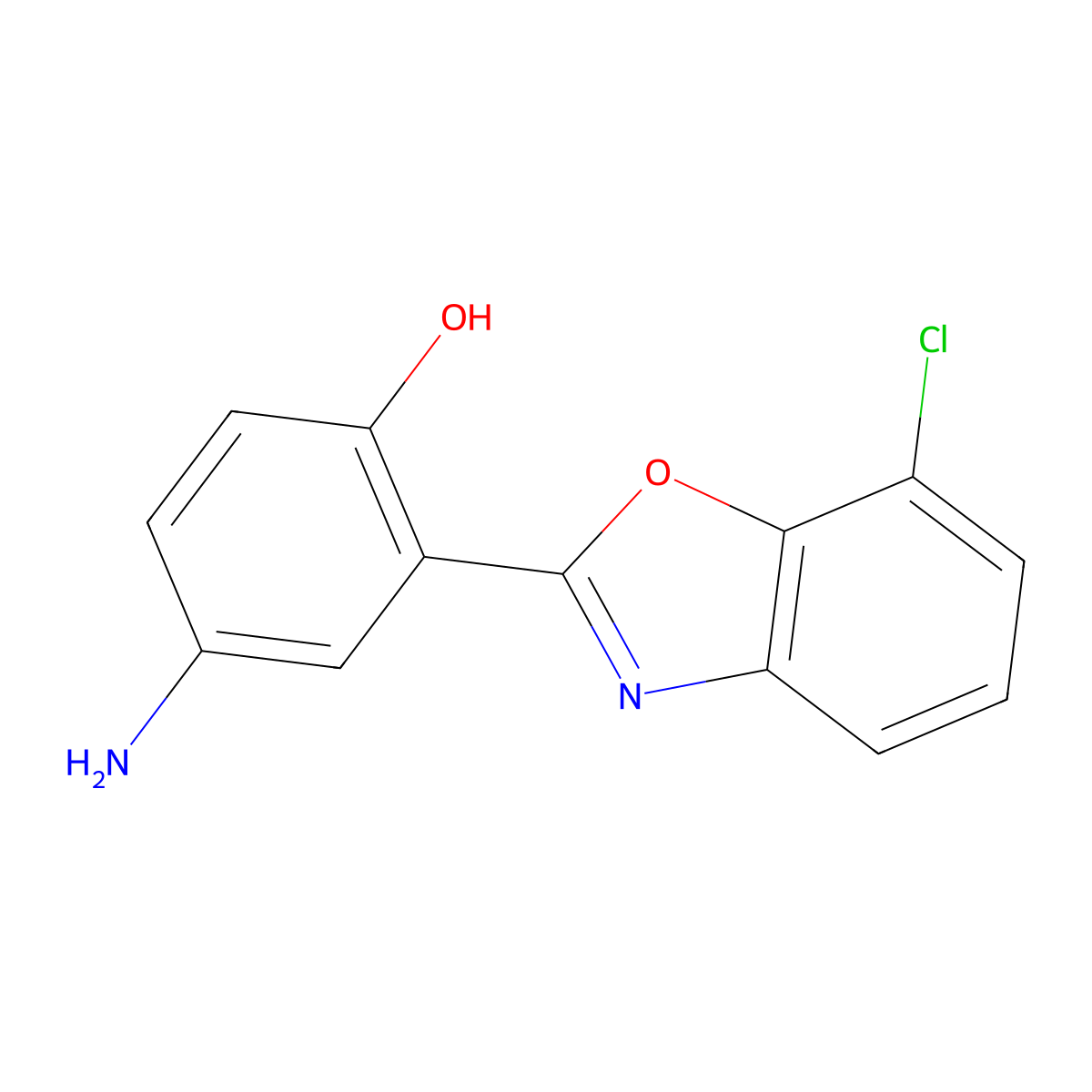4-Amino-2-(7-chloro-1,3-benzoxazol-2-yl)phenol molecular structure, CAS 2469903-30-6